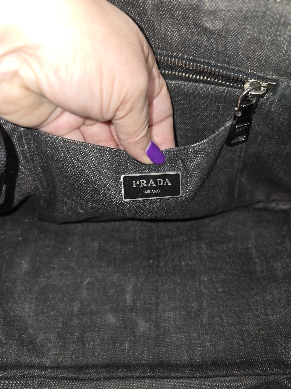 Prada Canapa Bijoux Crystal Embellished Denim Tote (Small) - Picture 7 of 16